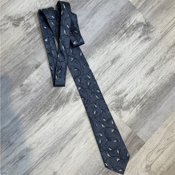 ALFANI Men’s 100% Silk Pattern Dress Tie Blue Gray - Picture 2 of 5